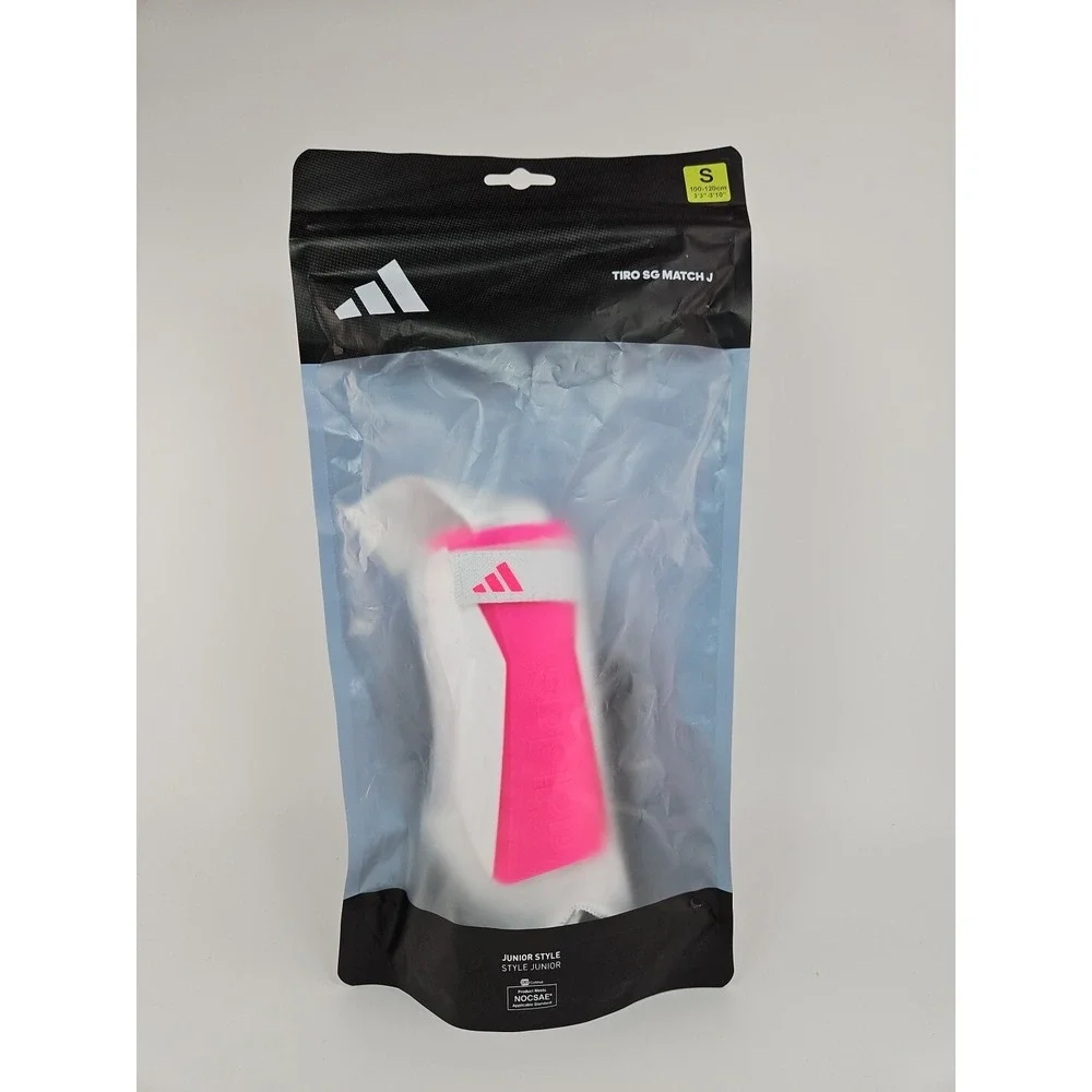New adidas Youth Tiro 23 Match Shin Guards White/Shock Pink Size Small